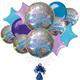 Premium Holographic Birthday Foil Balloon Bouquet with Balloon Weight, 13pc